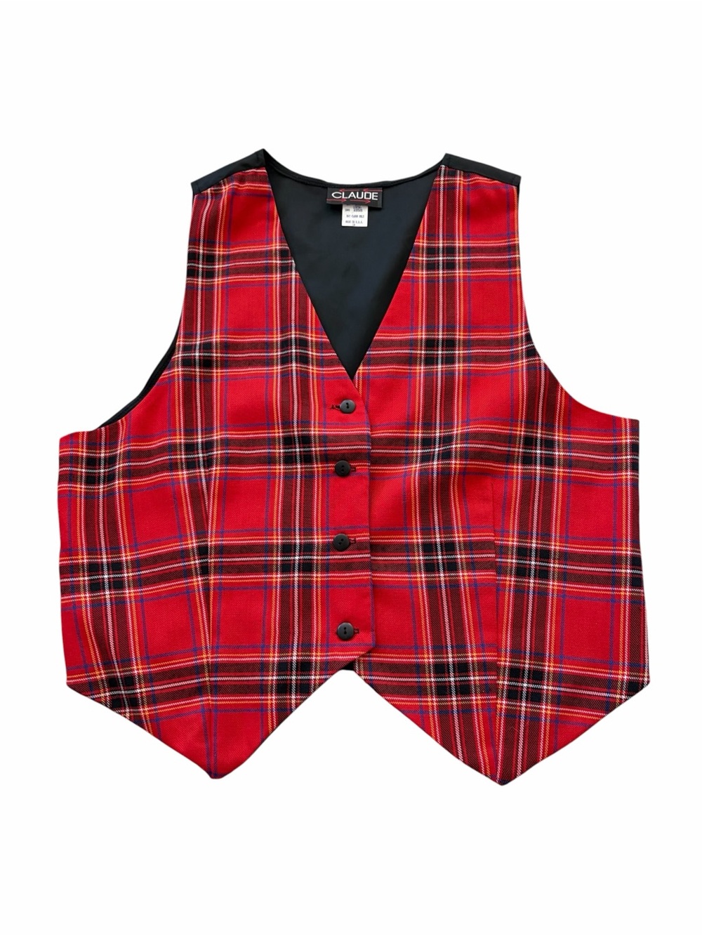 Vtg Claude Tartan Plaid Vest Academia Grunge Waistcoat Size 14